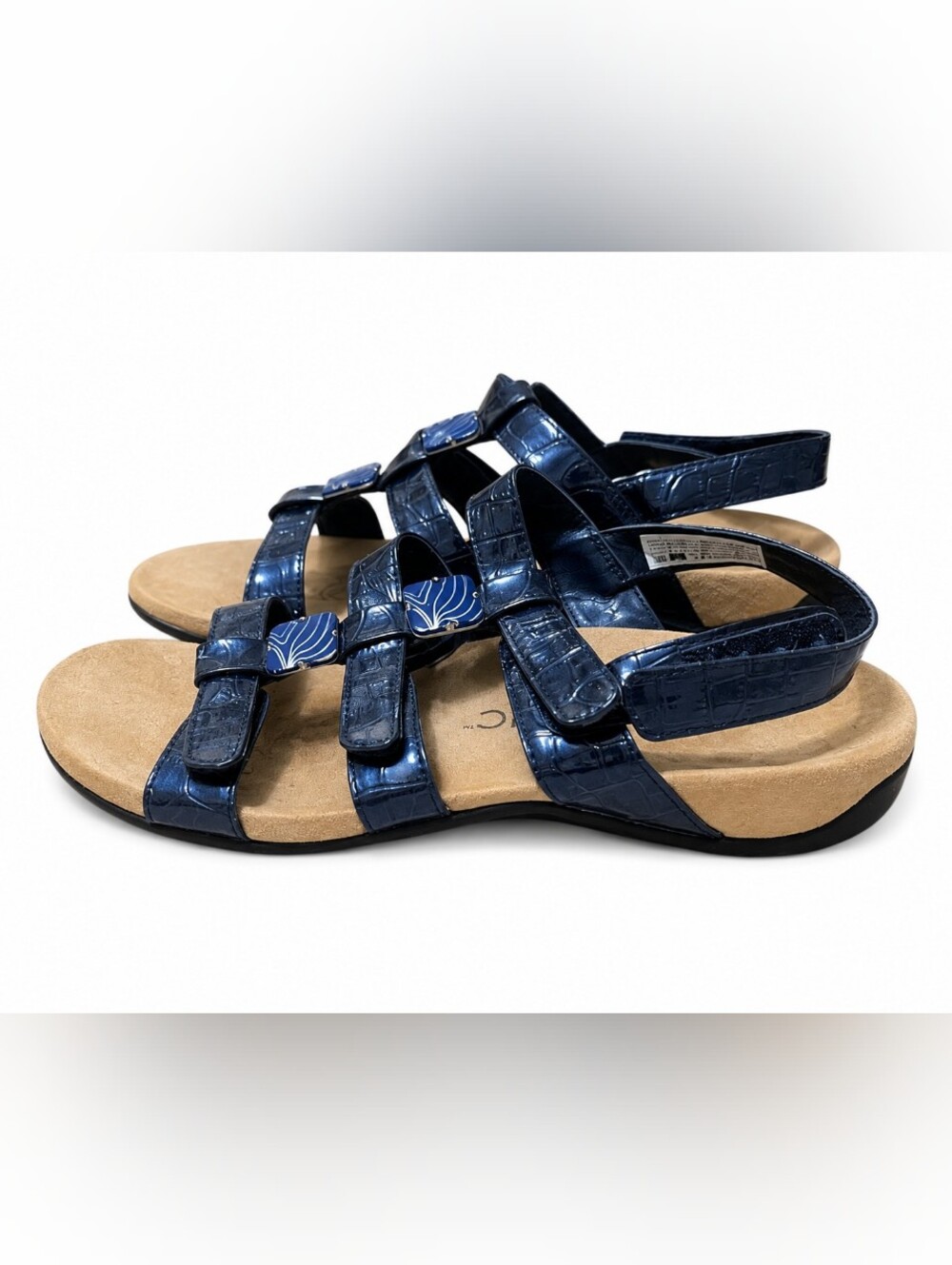 Vionic Amber Women's Size 10 Black Croc Embossed Orthotic Comfort Sandals Adjust
